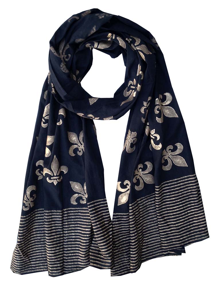 Fleur de Lis Scarf on Black